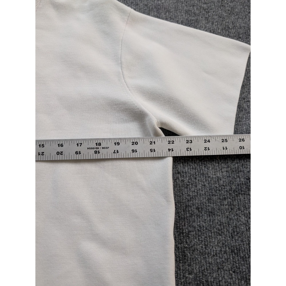 UNIQLO Washable Milano Ribbed Short Sleeve Sweater Womens Size L Off White 47832 - Picture 7 of 8